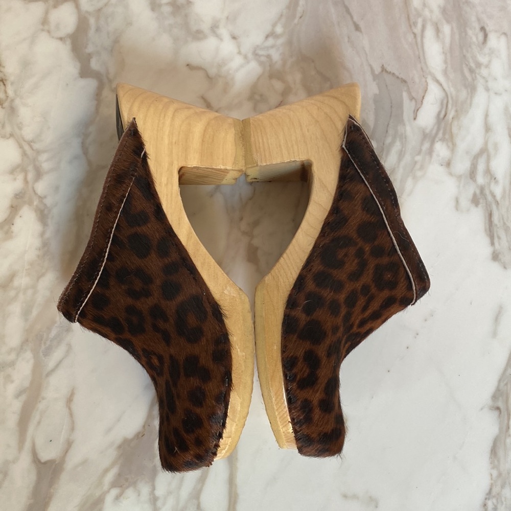 No. 6 High Heel Clogs Espresso Pony Leopard Brown Size 39 - Picture 5 of 8